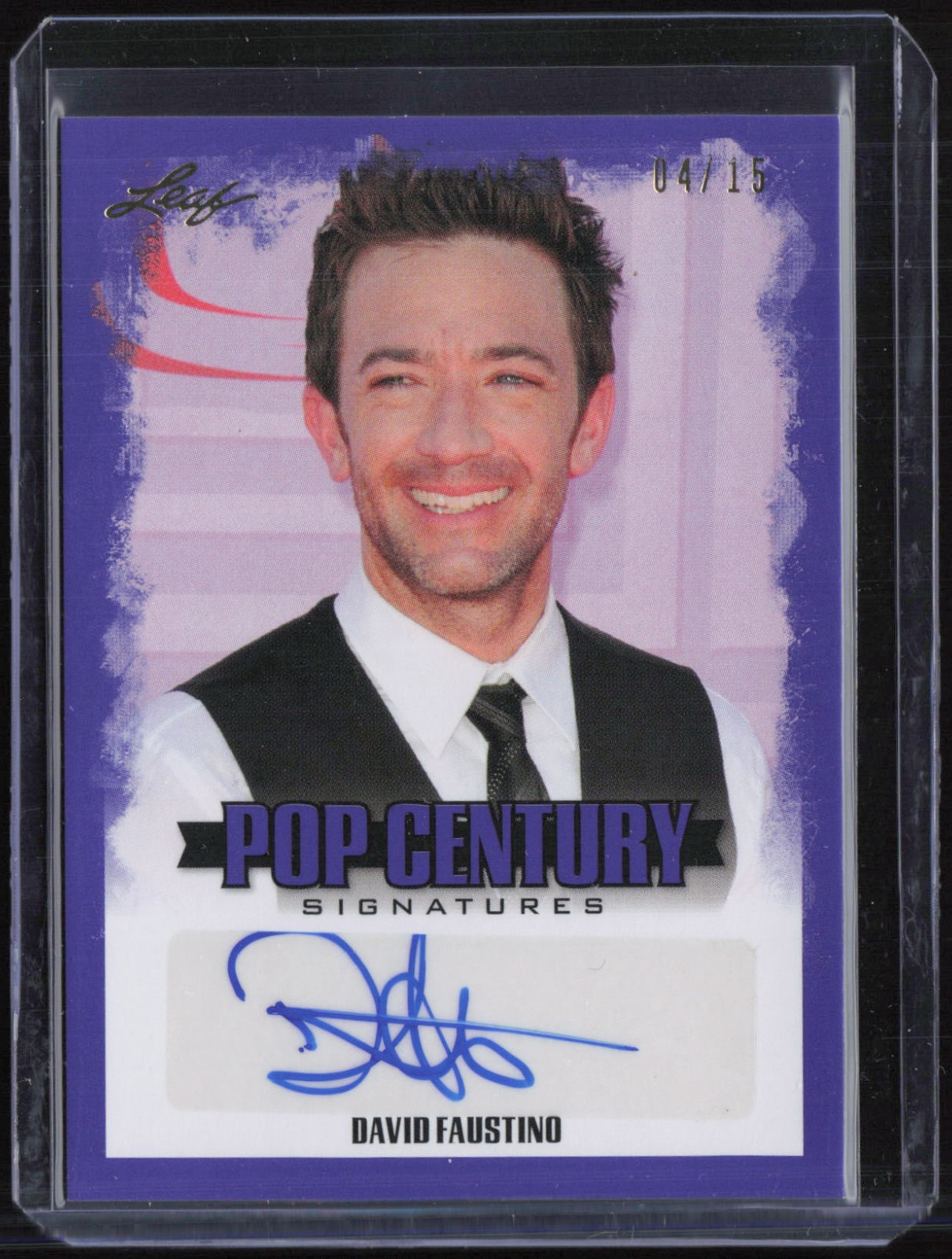 2015 Leaf Pop Century Signatures Purple David Faustino 4/15 Auto Autograph