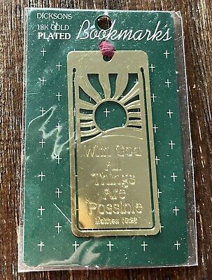 Dicksons 18k Gold Plated Bookmark WITH GOD ALL THINGS ARE POSSIBLE Matt 19:26