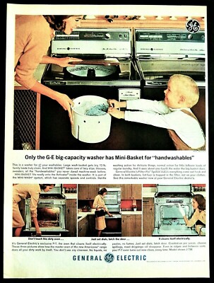 G.E. washing machine ad vintage 1964 kitchen oven appliance print advertisement