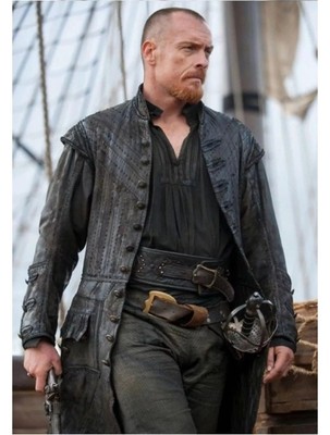 Men's Black Sails Pirate Captain Flint Real and Synthetic Leather Coat -Season 3