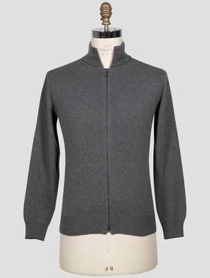 Fioroni Gray Virgin Wool Cashmere Sweater Full Zip FI567 Man