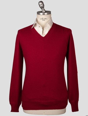 Fioroni Red Cashmere Sweater V-Neck FI43 Man