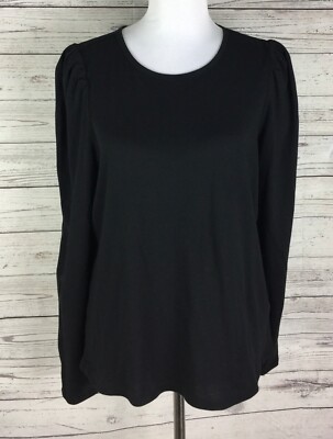 Old Navy Women's Black Round Neck Long Sleeve Stretch Knit Top Size L NWT