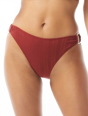 Vince Camuto Ring High Leg Bikini Bottom - Ripple Effect In Red Size Medium NWOT