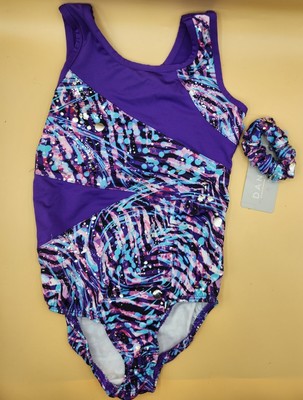 Danskin SIZE SMALL (6/6X) Gymnastics Dance Leotard w/Keyhole Back, Scrunchie NWT