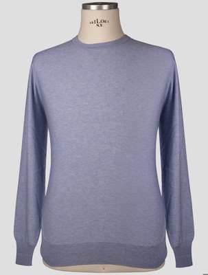 Fioroni Light Blue Cotton Cashmere Sweater Crewneck FI101 Man