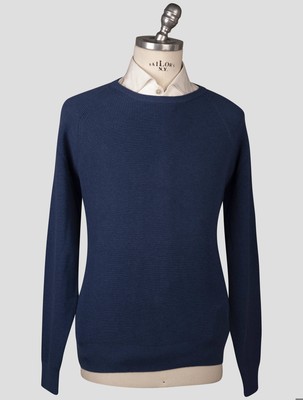 Fioroni Blue Cotton Sweater Crewneck FI104 Man