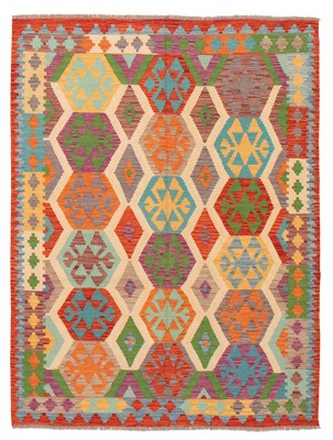 Vintage Kilim Rug 5'0'' x 6'7'' Traditional Wool Hand Woven Flat Weave Carpet