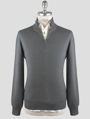 Gran Sasso Gray Virgin Wool Viscose Cashmere Sweater Half Zip GS66 Man
