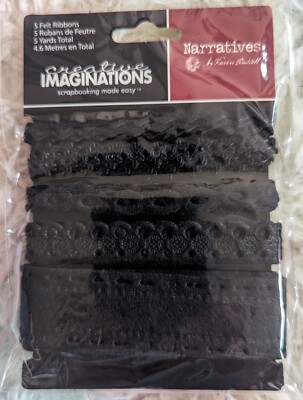 Creative Imaginations Scrapbook 5 BLACK FELT RIBBONS Narratives by Karen Russell