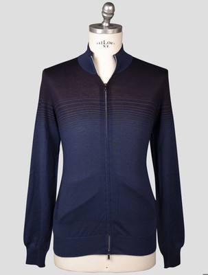 Fioroni Blue Cashmere Silk Sweater Full Zip FI372 Man