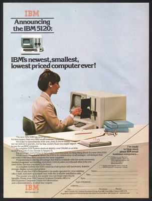 1980 Canadian IBM print ad Model 5120 Small Business Computer system @ $16,000