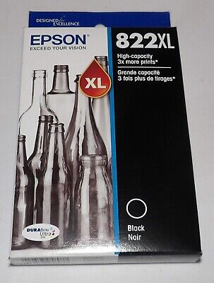 Genuine Epson 822XL Ultra High-Capacity Black Ink Cartridge Dated 2025