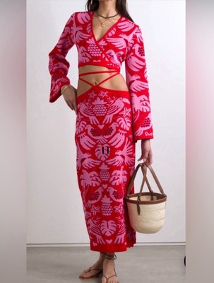 Farm Rio Jungle Scarf Knit Top & Skirt. NWT. Size S Fits M Retail- $355