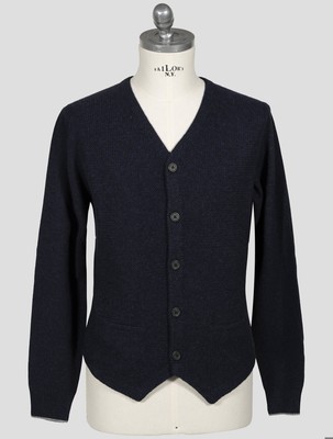 Fioroni Blue Virgin Wool Cashmere Cardigan FI575 Man