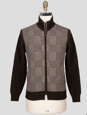 Fioroni Brown Wool Cashmere Full Zip FI635 Man