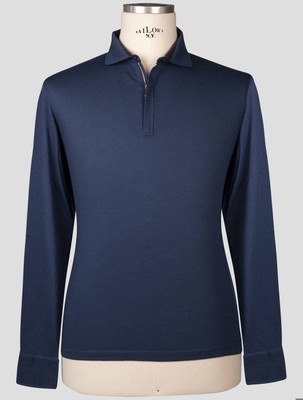 Fioroni Blue Cotton Cashmere Sweater Polo FI399 Man
