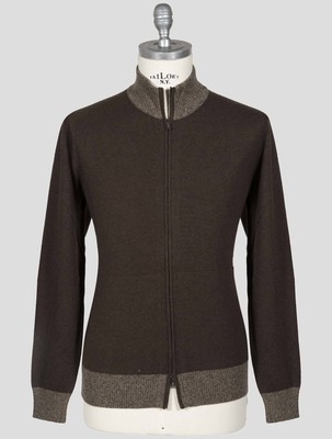 Fioroni Brown Wool Cashmere Sweater Full Zip FI715 Man