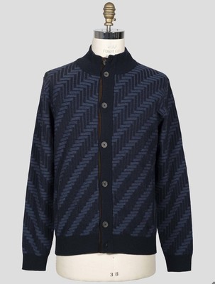 Fioroni Blue Virgin Wool Cashmere Cardigan FI623 Man