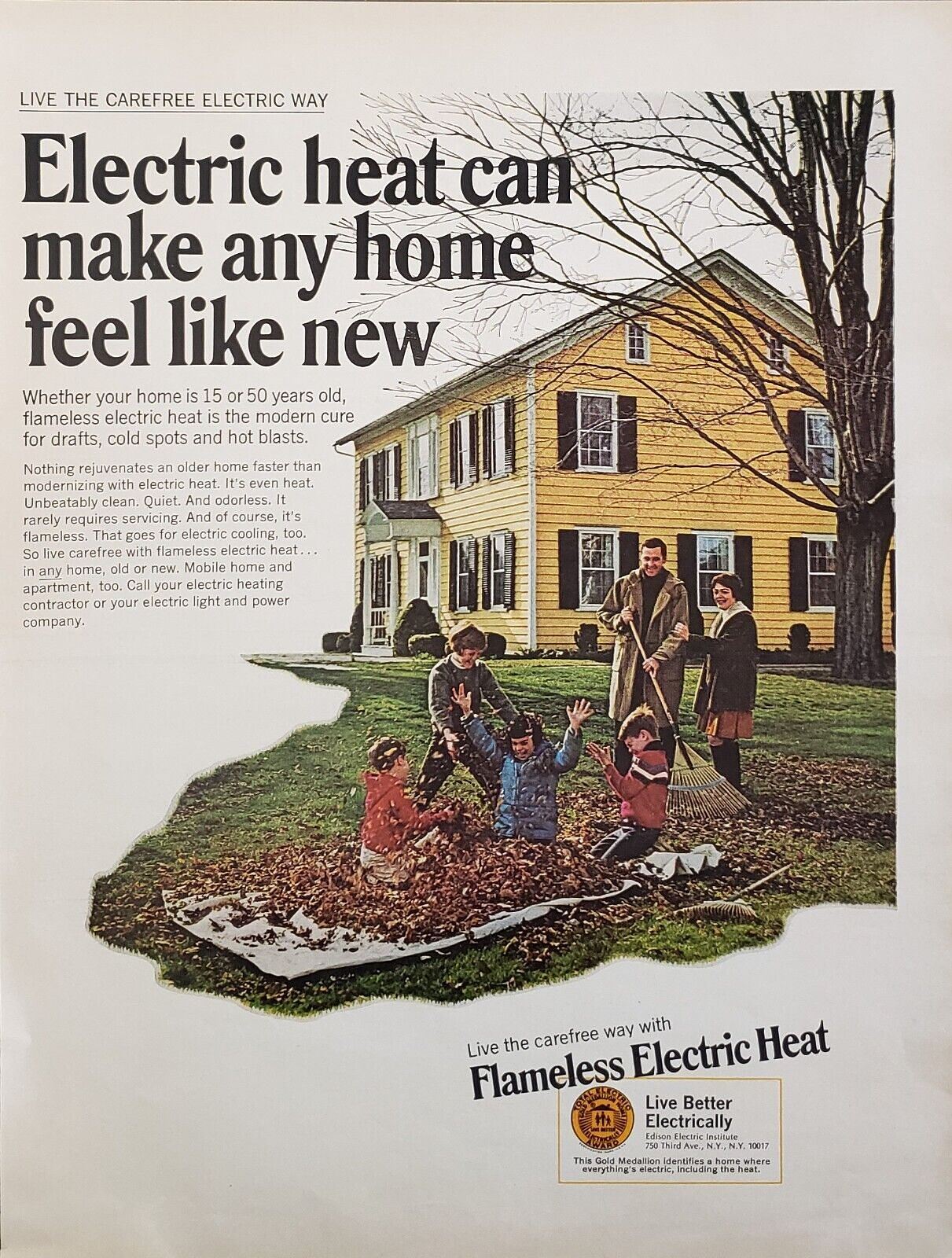 1969 Gold Medallion Edison Electric Institute Electric Heat For Home Print Ad