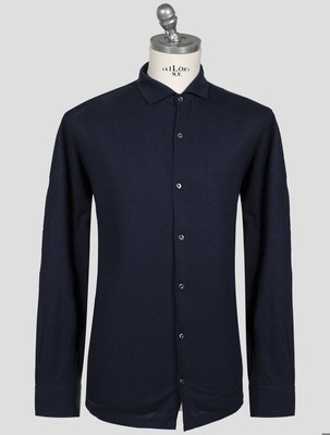 Fioroni Blue Wool Cashmere Shirt FI571 Man