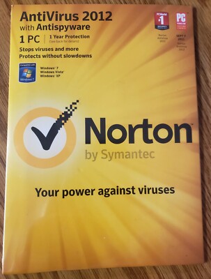 Norton AntiVirus with AntiSpyware by Symantec for Win 7/Vista/XP 2012 New Sealed