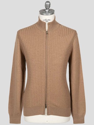Fioroni Brown Wool Cashmere Sweater Full Zip FI630 Man