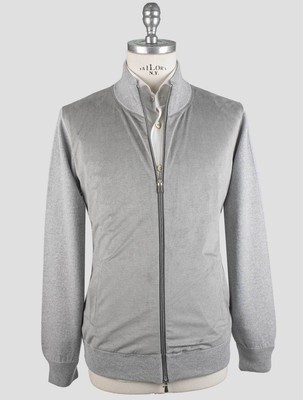 Gran Sasso Gray Wv Viscose Cashmere Leather Suede Coat Full Zip GS222 Man
