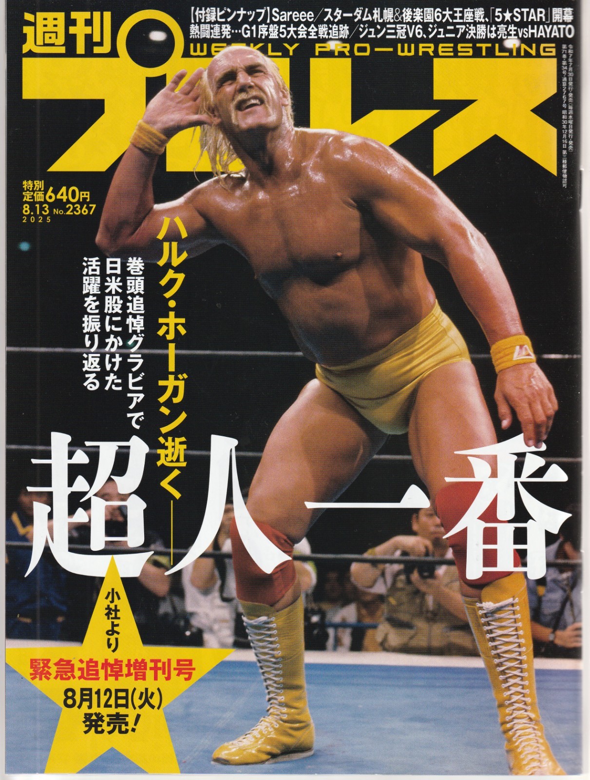 2367 Weekly Pro Wrestling Japanese magazine 8/13/2025 Hulk