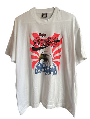Vintage COCA-COLA Single Stitch T Shirt Enjoy with Eagle USA MADE 2XL NEW