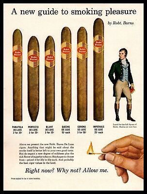 1961 Robt. Burns De Luxe Cigars Line "A New Guide To Smoking Pleasure" Print Ad