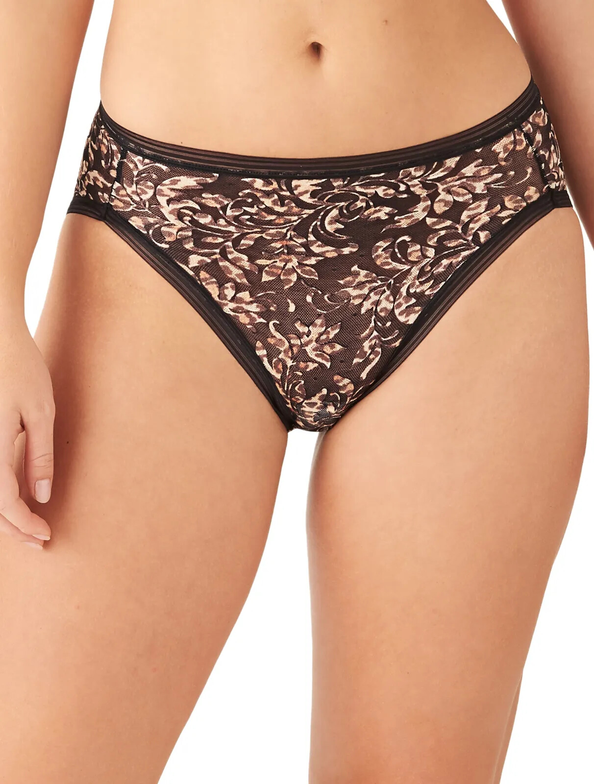 

WACOAL 871340 Черные трусики с леопардовой сеткой с цветочным принтом NET EFFECT Hi-Cut с высокой талией -6, Черный