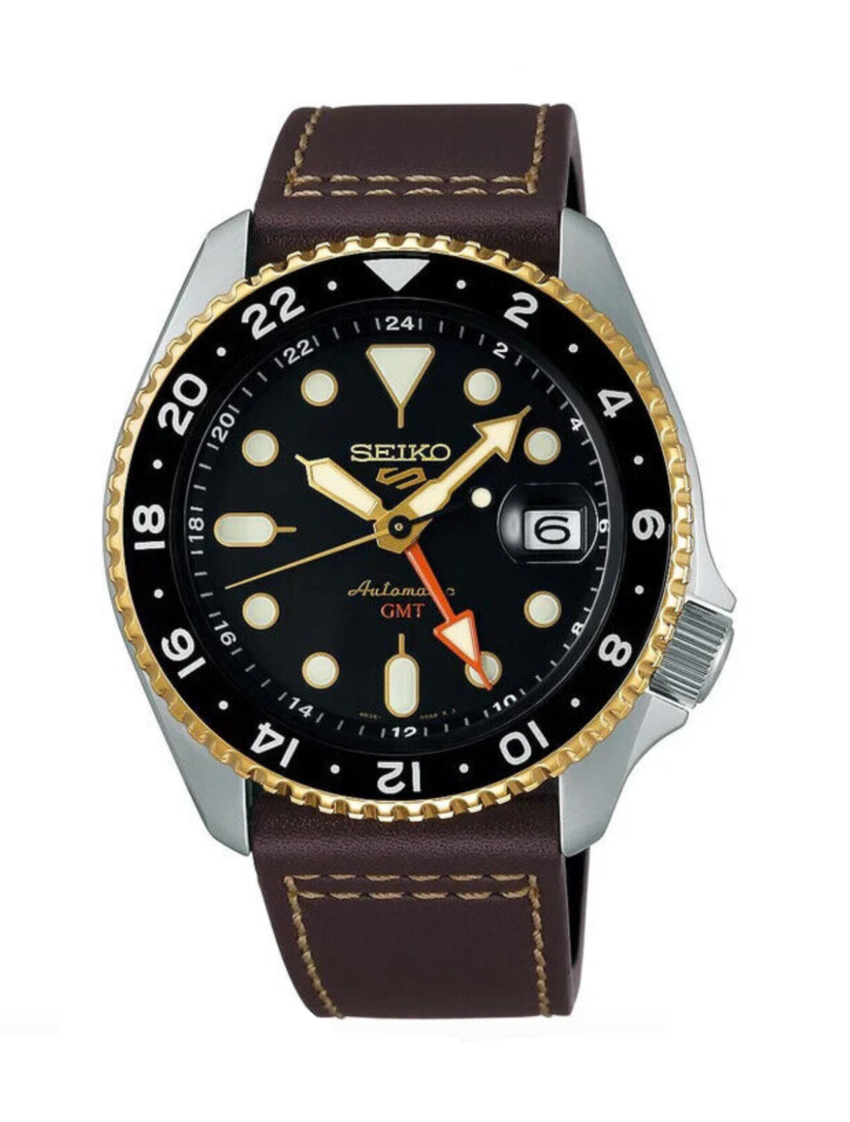 Pre-owned Seiko 5 Sports Skx Ssk036 Gmt 42.5 Mm Steel Black Dial Automatic Men's Watch