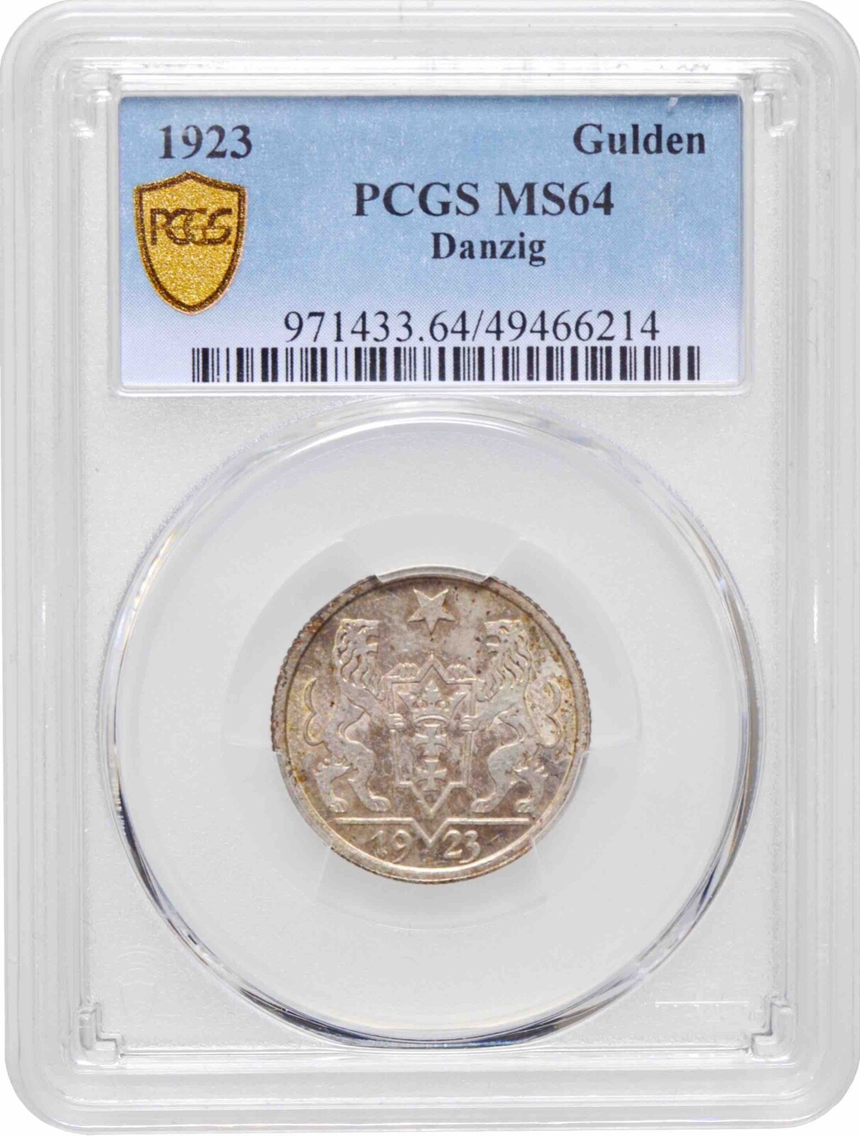 Danzig 1 gulden 1923, PCGS MS64, 