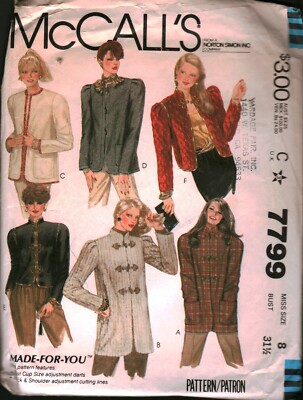 7799 Vintage McCalls SEWING Pattern Misses Jacket Blazer Oriental Asian Style