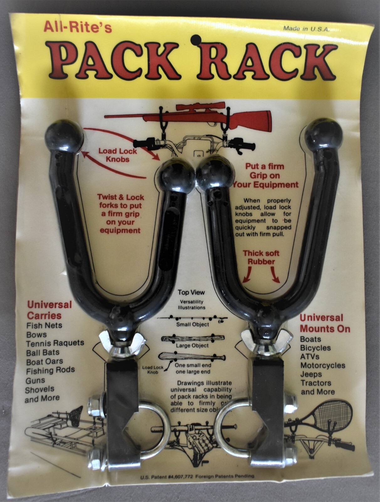 All Rite USA Pack Rack Single ATV Gun Fish Rod Oar Bat & Bow Rack for Boats etc