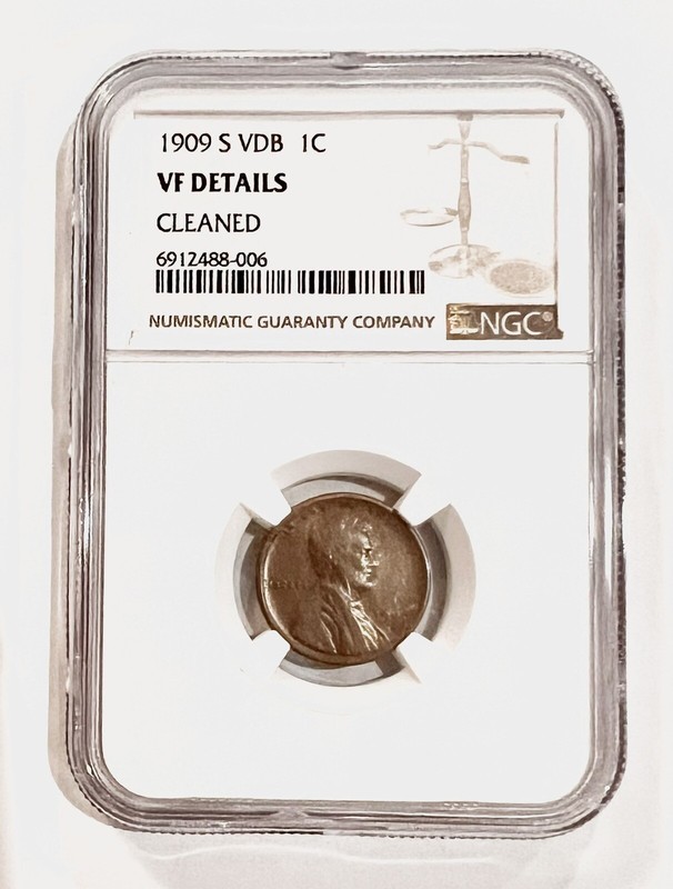 1909-S VDB Lincoln Wheat Cent 1C Penny - NGC VF