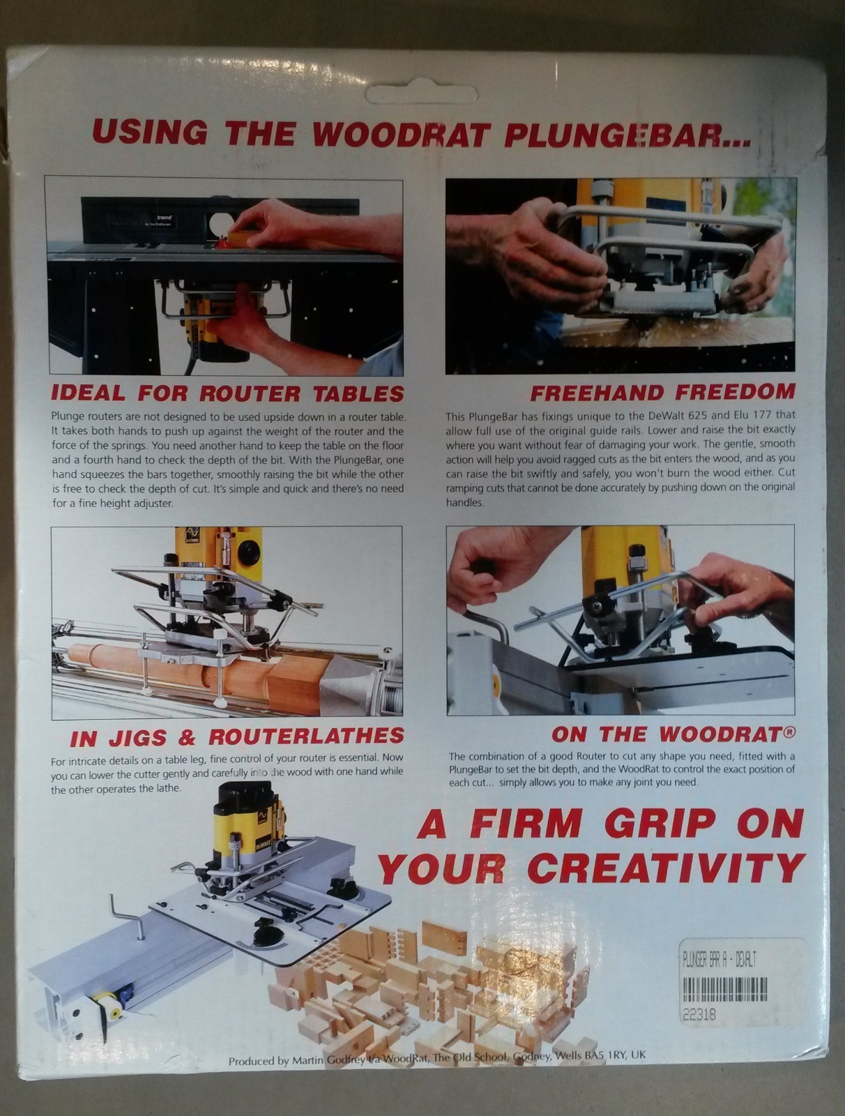 Wood Rat Plunge Bar Type D fits Various DeWalt & Bosch Plunge Router Models