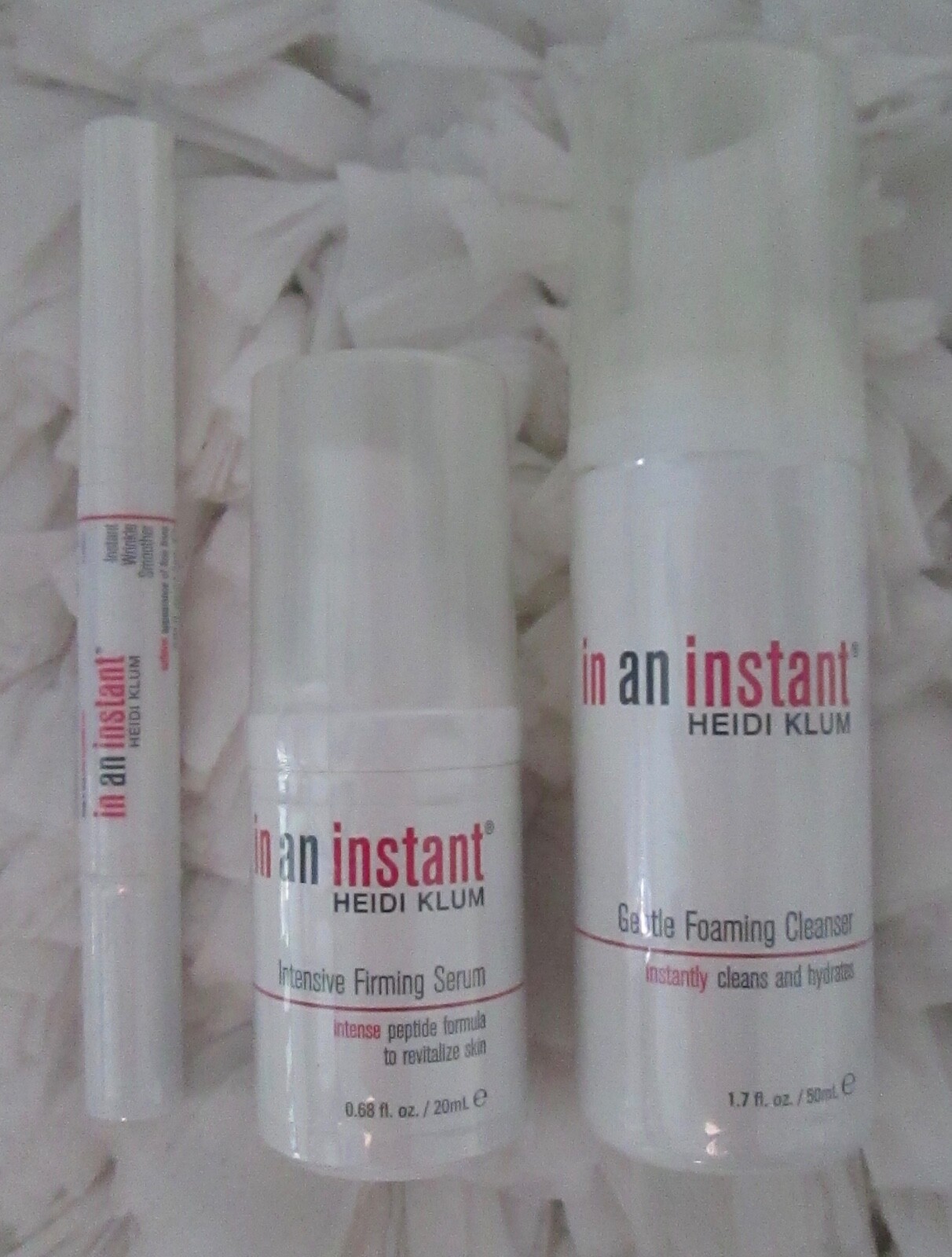 HEIDI KLUM *INSTANT WRINKLE SMOOTHER* *FIRMING SERUM* * GENTLE FOAMING CLEANSER*