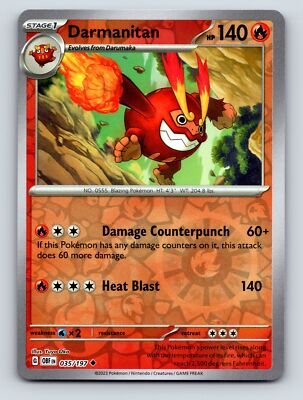 Stage 1 Darmanitan HP 140 Damage Counterpunch Heat Blast Rarity Red