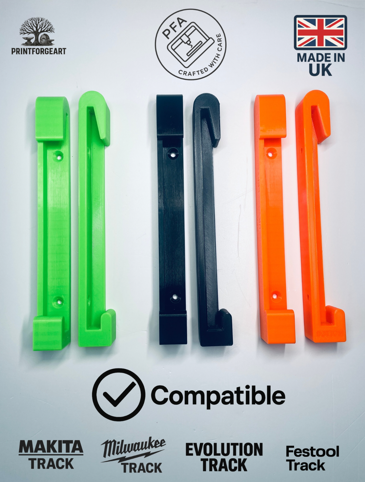 Plunge Saw Guide Rail Track Wall Mounting Brackets Van Workshop (1 PAIR)