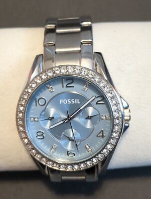 エリル Fossil Riley Crystal Blue And Silver Tone women's watch