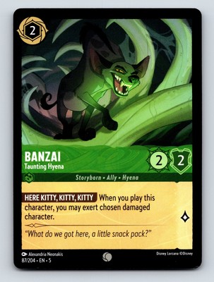 Uncommon Disney Lorcana Card Banzai Taunting Hyena 2 Lore 2S 2WP Emerald
