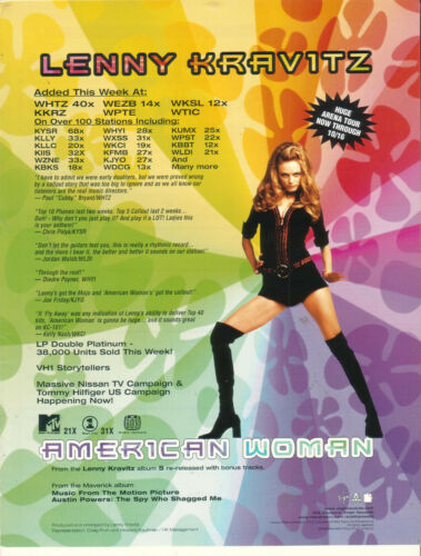 Lenny Kravitz 1999 Ad-American Woman Advertisement  WHTZ KKRZ WEZB WPTE WKSL