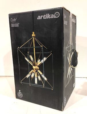 Artika Clyde 9-Light Aged Brass+Black Pendant Light Fixture (OPEN)