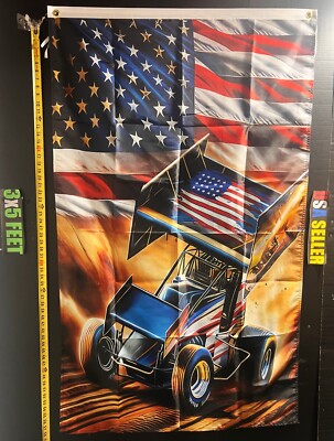 Racing Flag FREE USA SHIP USA Dirt Racing Nascar Sprint Car Party Beer Sign 3x5