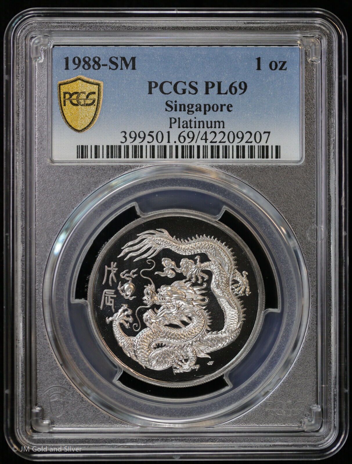 1988 SM Singapore 1 oz Pt Platinum PCGS PL 69 | Dragon 1988 SM Singapore 1 oz Pt Platinum PCGS PL 69 | Dragon