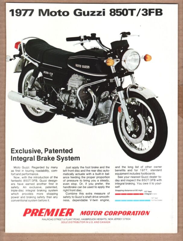 1977 Moto Guzzi Motorcycle Ad; 850T