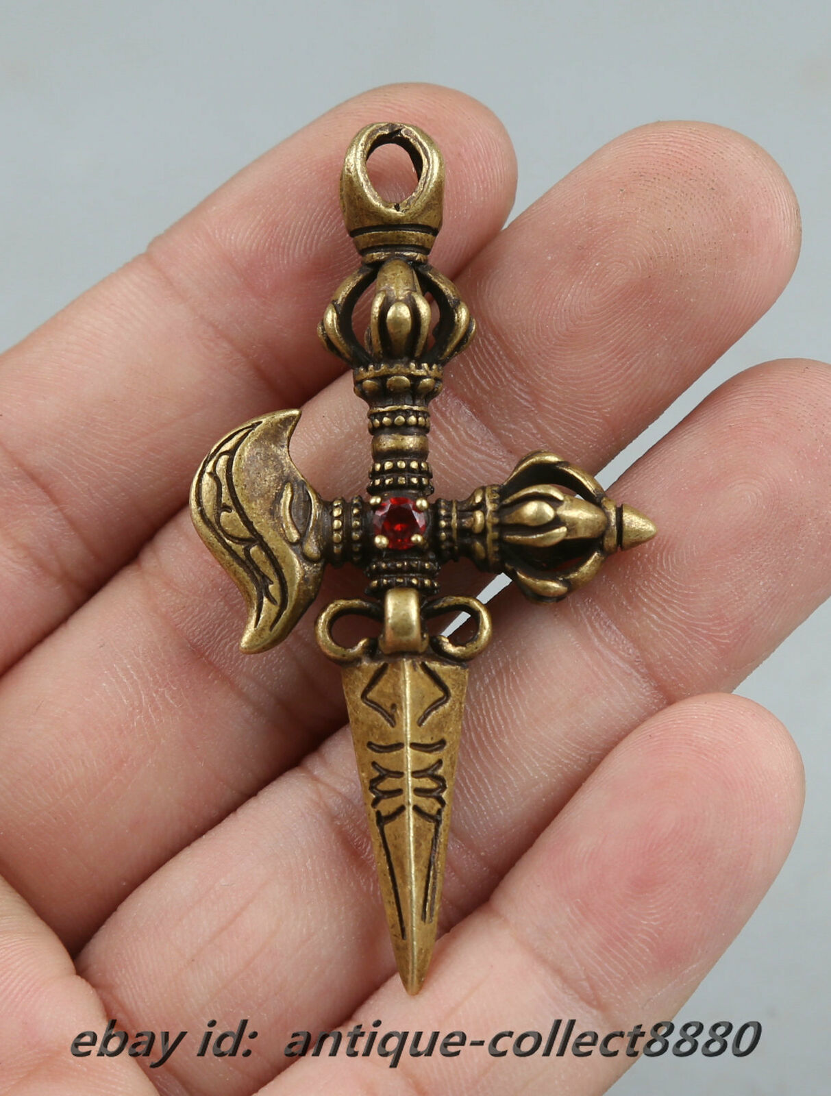 China Antiques 1 8 Nepal Tibetan Buddhism Bronze Cross Dorje Vajra Xiangmo Chu Amulet Pendant Necklaces Pendants