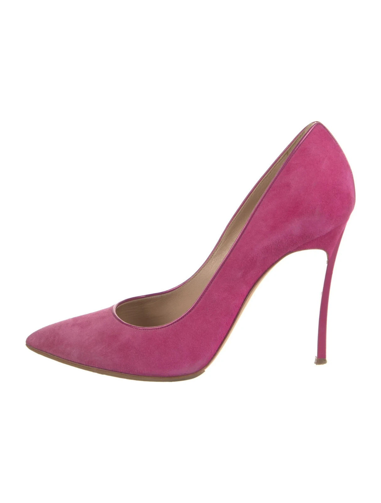 CASADEI Pink Suede Pumps Blade Heels Size 8 Good Used